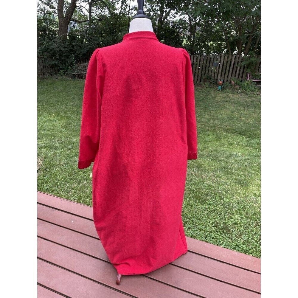Red Quilted Long Zip-Up Robe Size Large Made In USA Large Mrs Roper - Picture 7 of 12